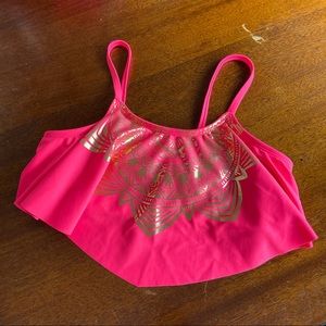 Glitter Beach pink and gold kids bikini top size 12